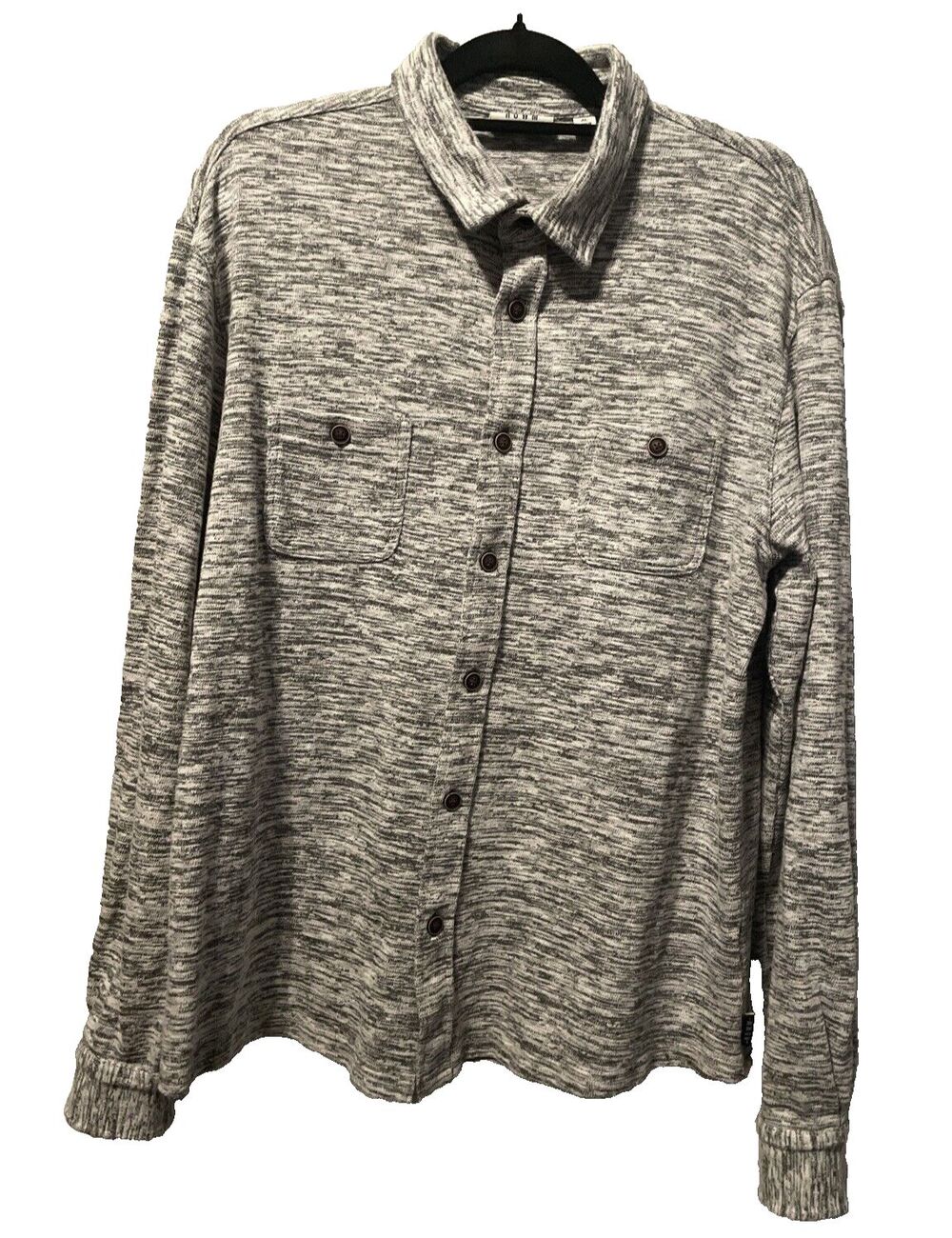 Rowm Utility Shacket XL Gray White Button Up Overshirt Casual